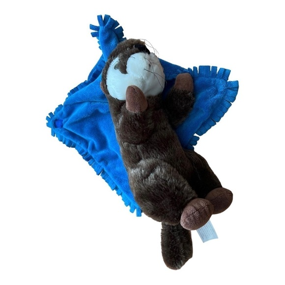 North Carolina‎ Aquariums Plush Sea Otter wrapped in Blue Blanket Souvenir 10” - Picture 1 of 6